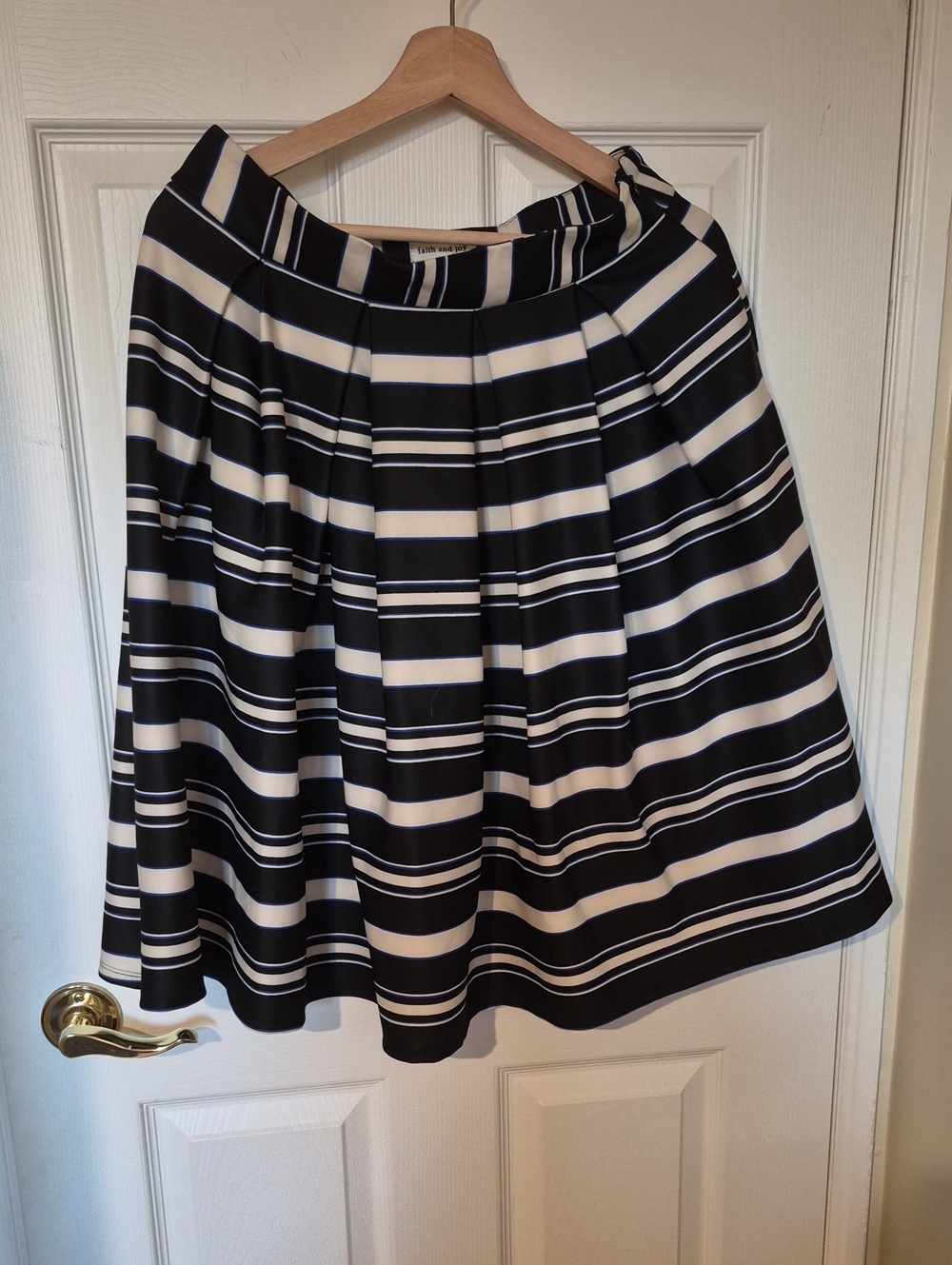 Faith and Joy Striped A-Line Pleated Midi Skirt - Size M